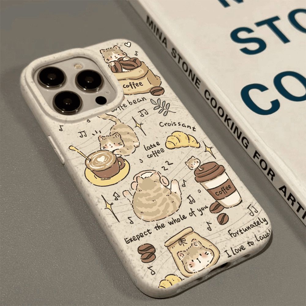 Coffee Cat Fun Life Illustration phone case