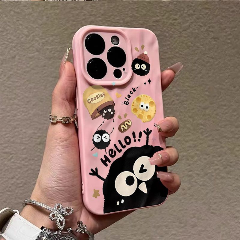 Cute Black Coal Ball Character Phone Case Series