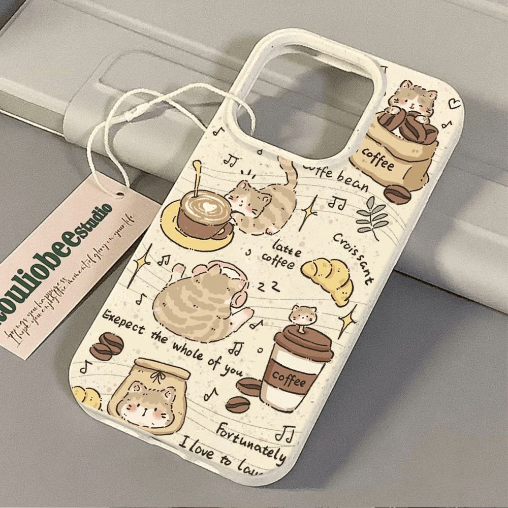 Coffee Cat Fun Life Illustration phone case