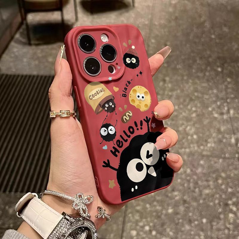 Cute Black Coal Ball Character Phone Case Series