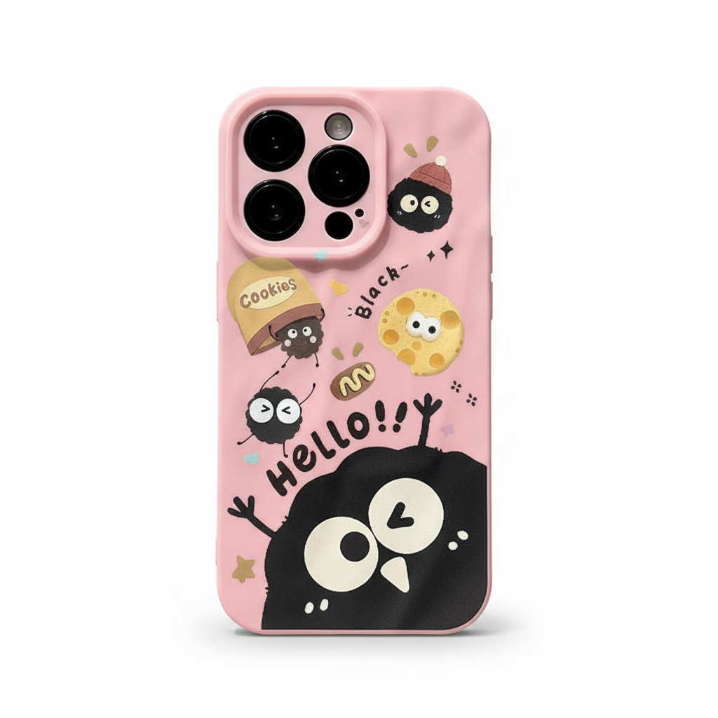 Cute Black Coal Ball Character Phone Case Series