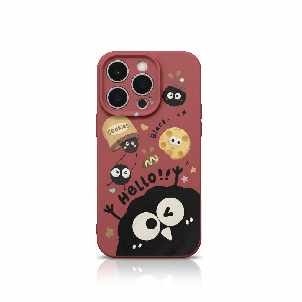Cute Black Coal Ball Character Phone Case Series